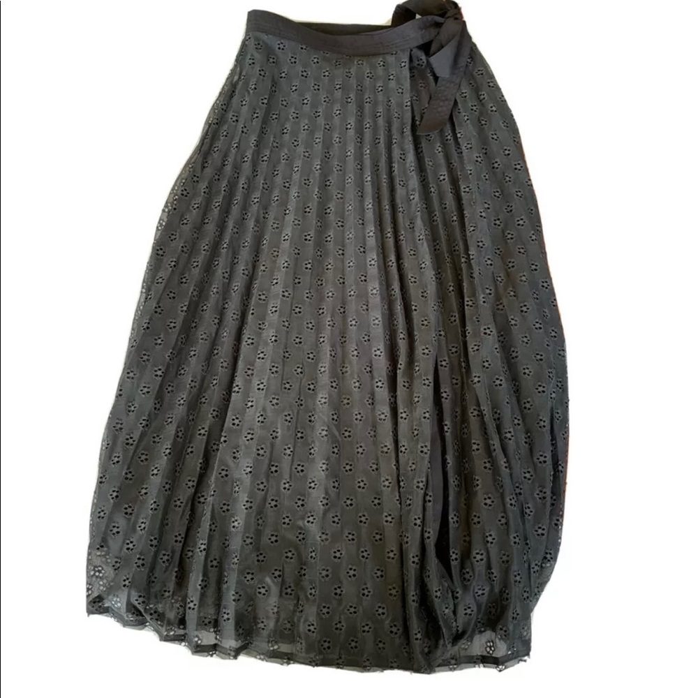 Sandro pleated black layered side tie skirt medium